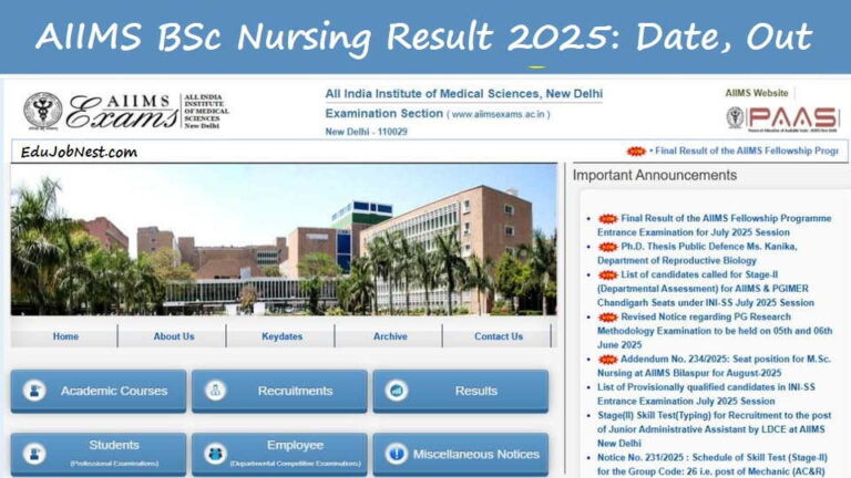 AIIMS BSc Nursing Result 2025