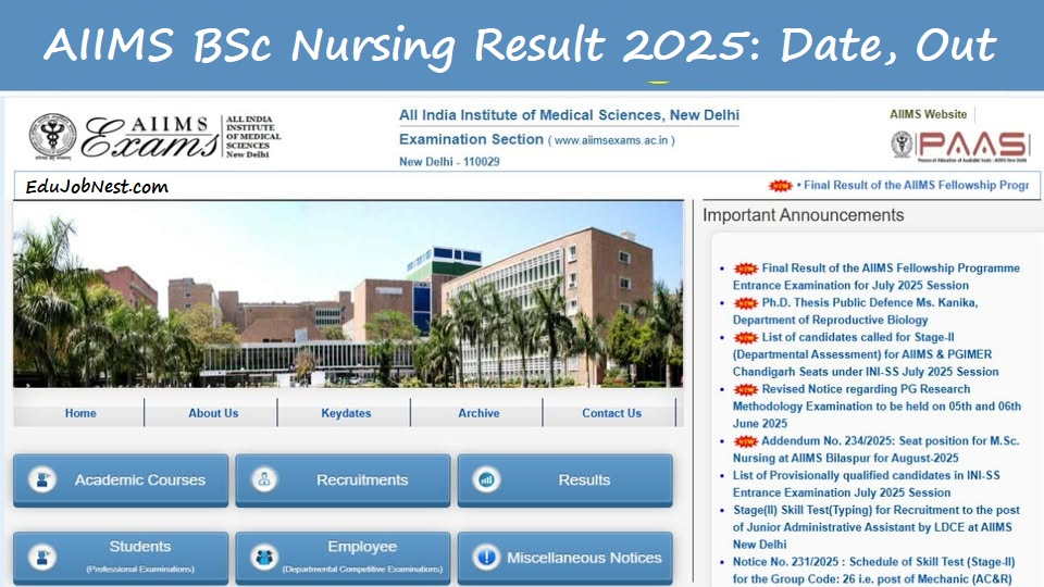 AIIMS BSc Nursing Result 2025