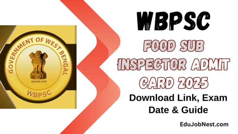 Food Sub Inspector Admit Card 2025