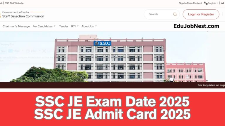 SSC JE Exam Date 2025