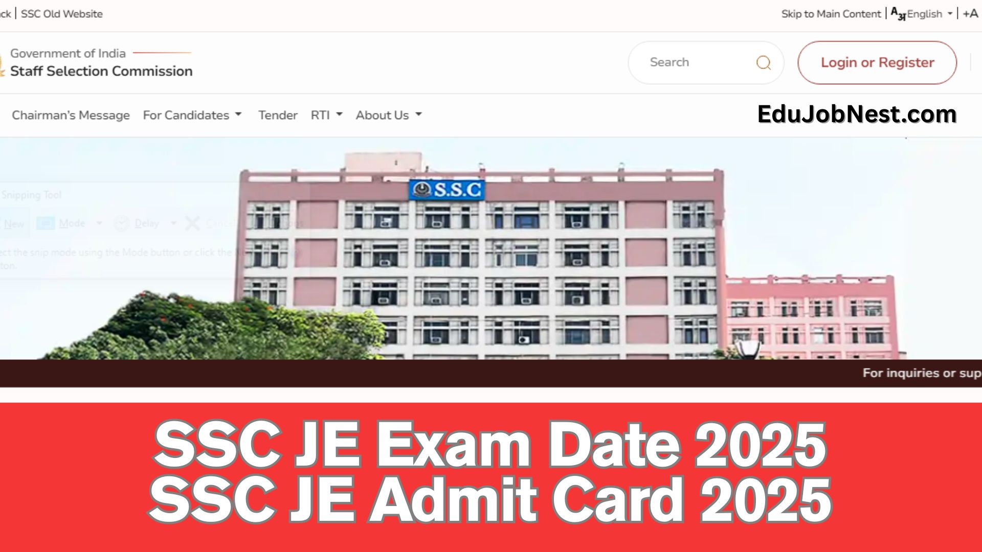 SSC JE Exam Date 2025