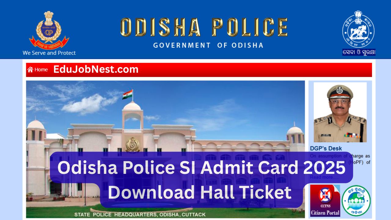 Odisha Police SI Admit Card