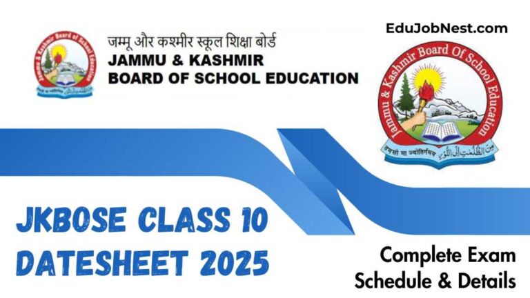 JKBOSE Class 10 Datesheet 2025